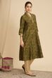 Green Viscose Blend A-Line Printed Kurta image number 3