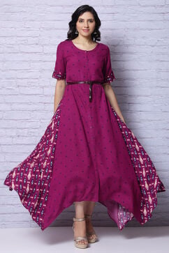 Phalsa Viscose Asymmetric Dress image number 1
