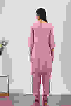Pink Viscose Rayon Kurta Pants Set image number 4