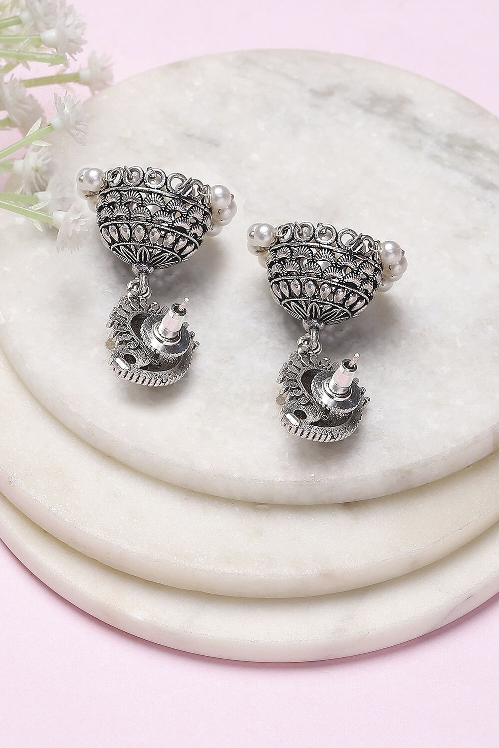 Green Brass Jhumka image number 2