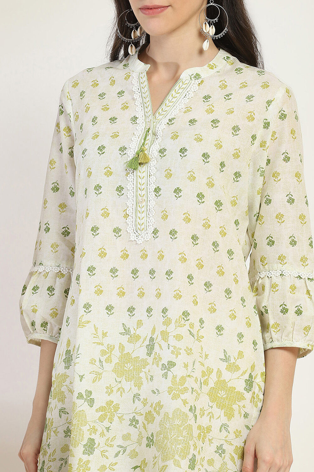 Green Cotton Straight Kurti image number 1