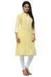 Light Yellow Cotton Straight Kurta image number 1