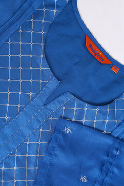 Royal Blue Art Silk A Line Kurta image number 4