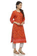Peach Straight Cambric Cotton Kurta image number 3