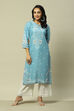 Green LIVA Straight Printed Kurta image number 0