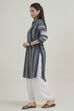 Black White Cotton Flex Straight Printed Kurta image number 2
