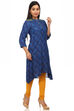Indigo Asymmetric Polyester Kurta image number 2