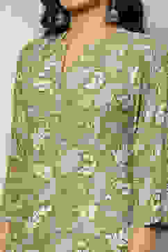 Green Printed Straight Kurta image number 1