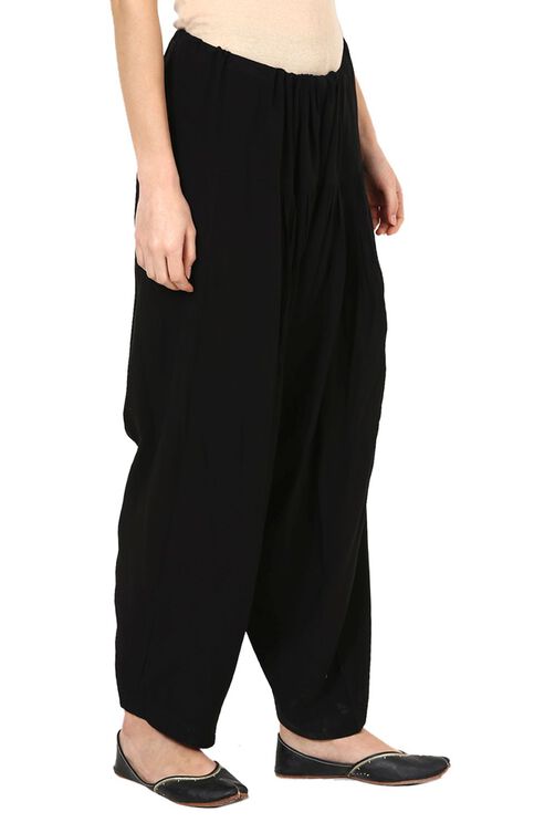 Black Viscose Rayon Fusion Pants image number 2