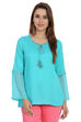 Blue Flared Viscose Indie Top image number 0