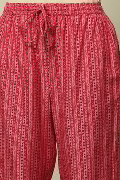 Pink Printed Straight Kurta & Pants Suit Set image number 2
