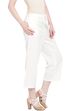 Off White Cotton Fusion Pants image number 3