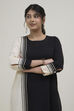 Black White Cotton Flex Straight Solid Kurta image number 1