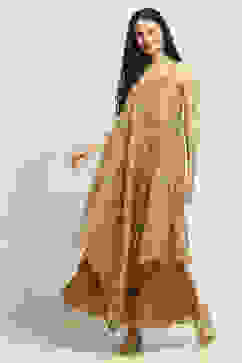 Yellow Poly Georgette Asymmetric Printed Kurta Sharara Suit Set image number 3