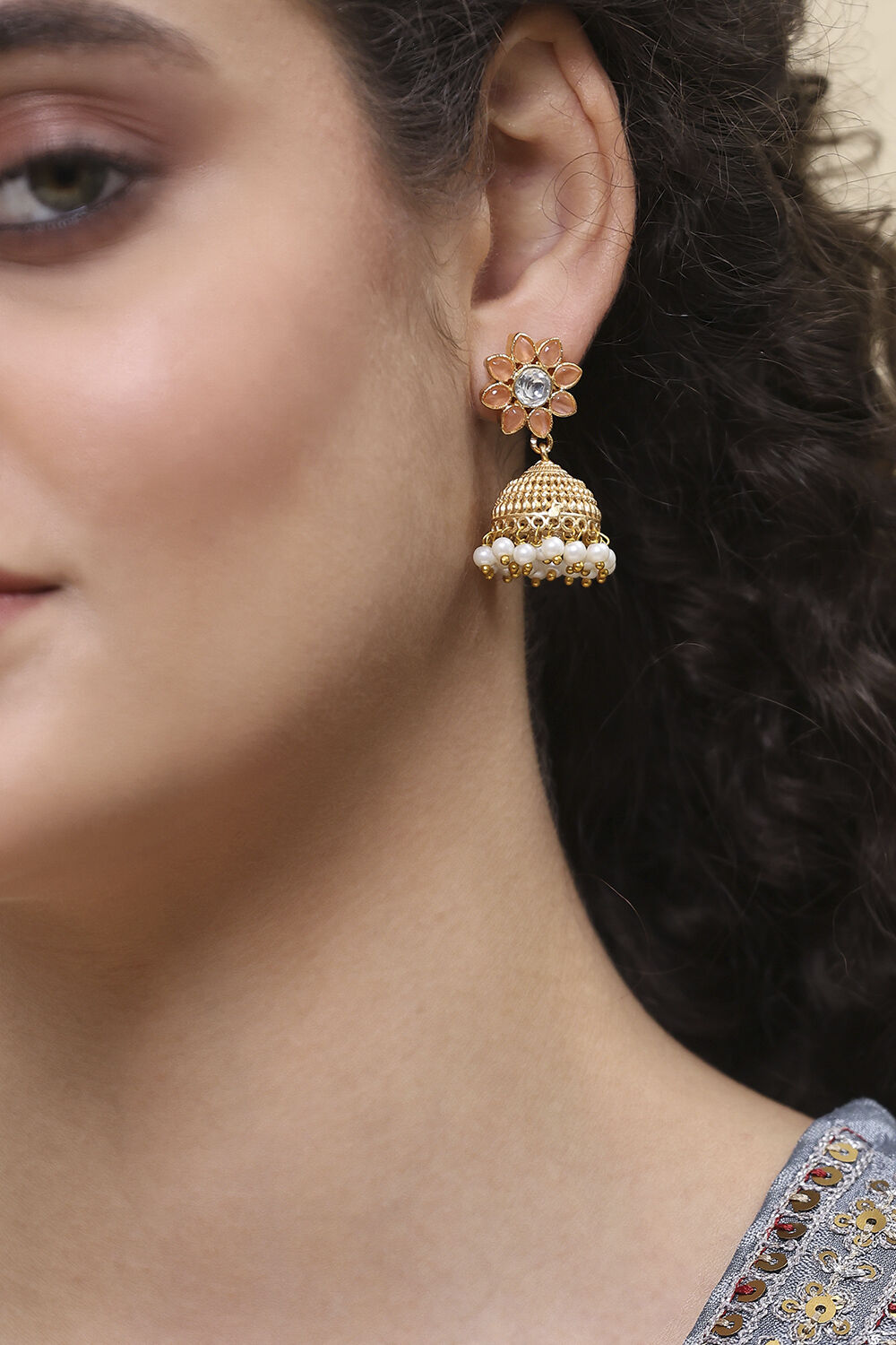 Pink Alloy Jhumka image number 1