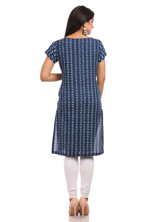 Indigo Straight Cotton Kurta image number 1