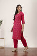 Pink Viscose Rayon Kurta Pants Set image number 3
