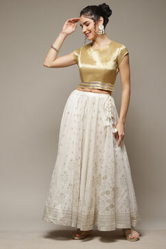Gold Woven Short Top image number 0