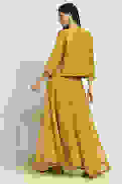 Yellow Viscose Blend A-Line Solid Top Lehanga Lehenga image number 4