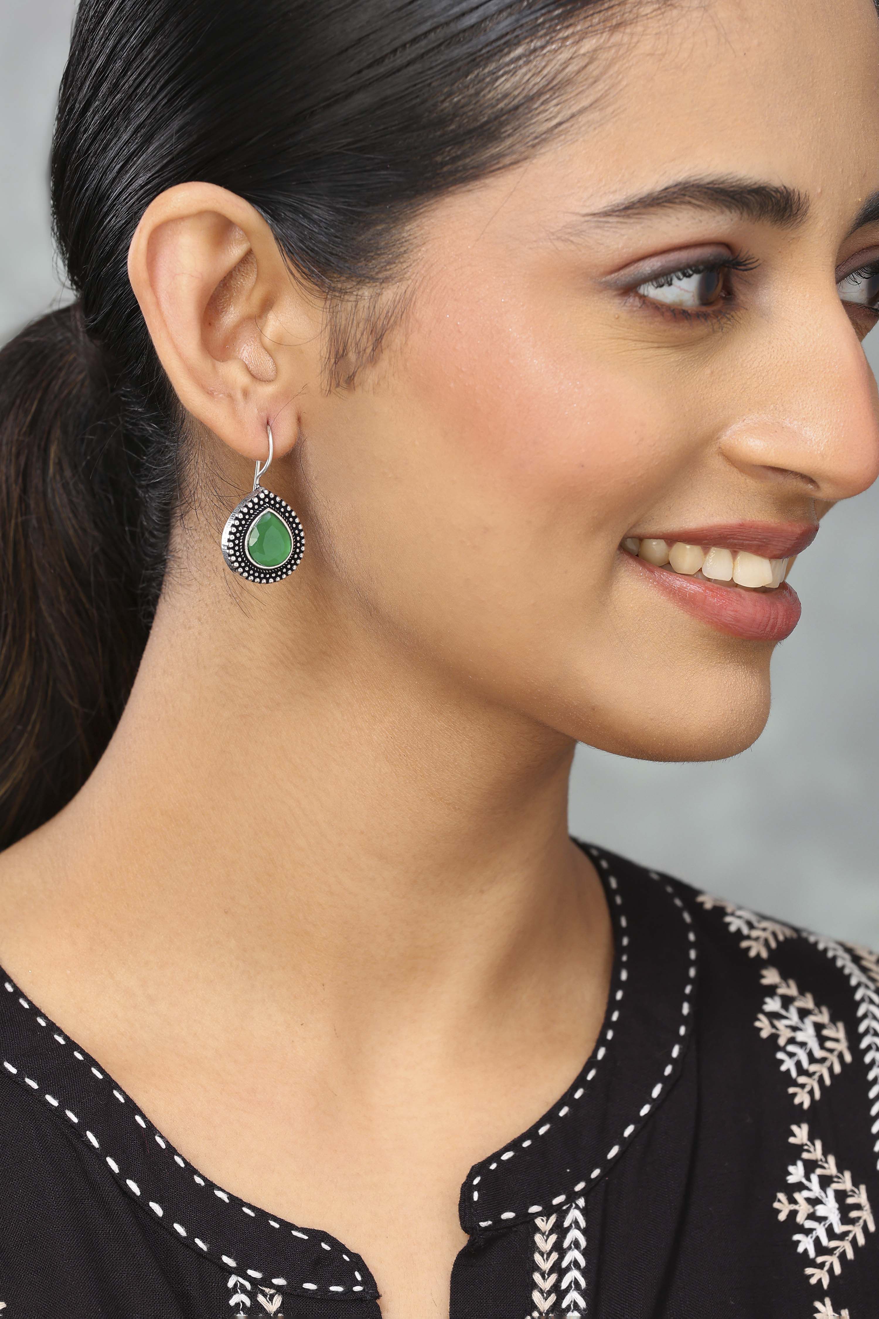 Green Brass Drop & danglers image number 1