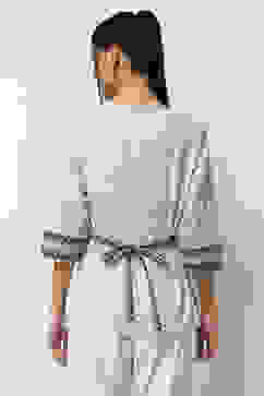 Blue Cotton Floral Printed Flared Top image number 3