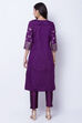 Purple Polyester Dupioni Straight Kurta image number 4