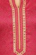 Pink Cotton Straight Kurta image number 4