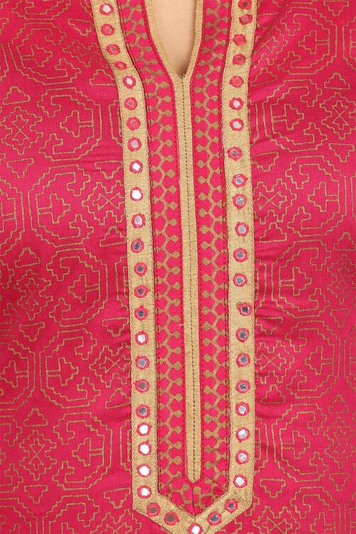 Pink Cotton Straight Kurta image number 4