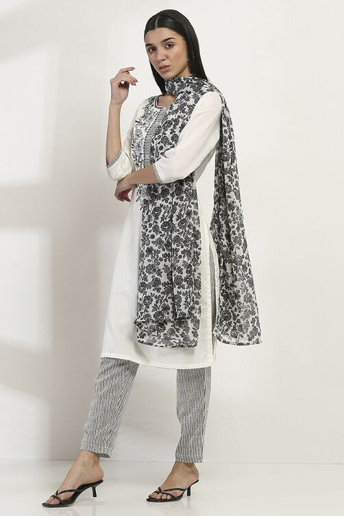 White Viscose Straight SET image number 3