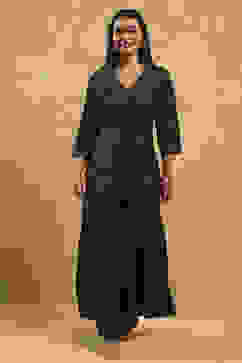 Blue Viscose Blend Printed Front Open Kurta Palazzo Set image number 6