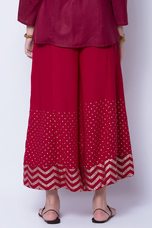 Maroon Poly Cotton Palazzo image number 4