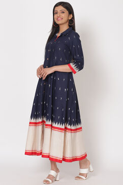 Navy Blue Cotton Flex Dress image number 2