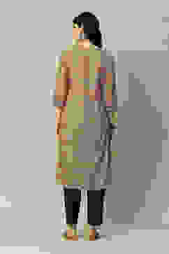 Green LIVA Straight Printed Kurta image number 4