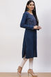Teal Blue Acrylic Straight Kurta image number 2