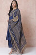 Blue Viscose Straight Suit Set image number 5