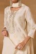 Off White Viscose Blend Straight Printed Suit Set image number 1