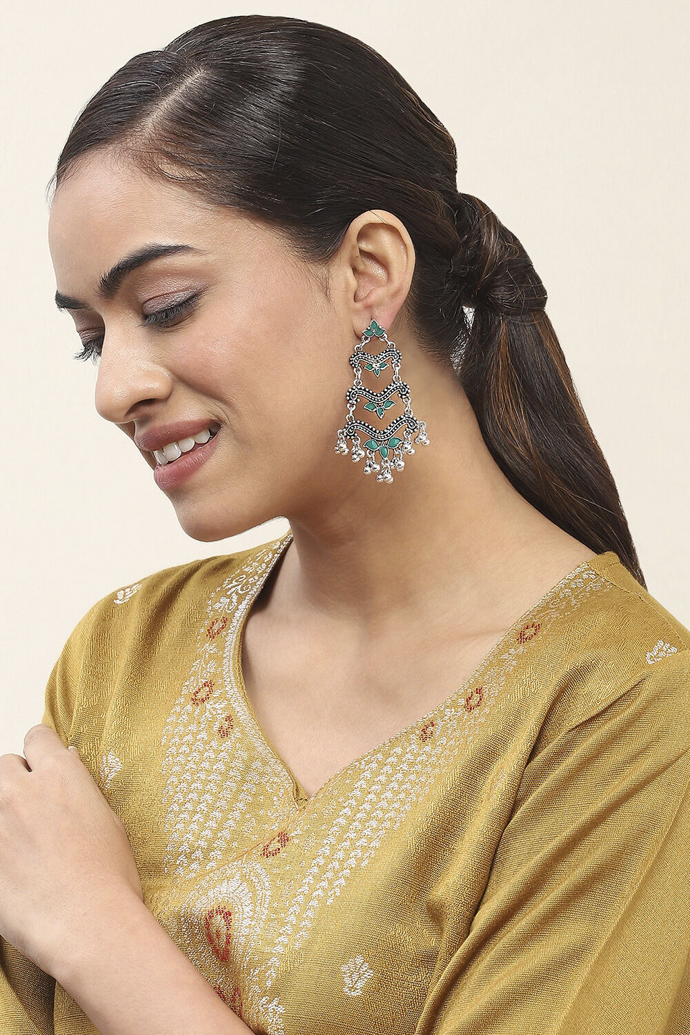 Green Oxidize Alloy Danglers image number 3