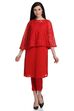 Red Art Silk Straight Suit Set image number 0