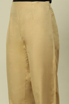 Gold Viscose Straight Solid Slim Pants image number 1