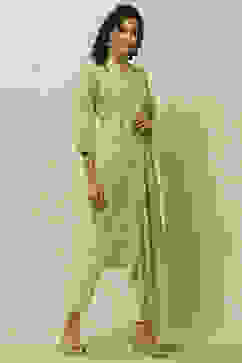 Green Poly Chiffon Printed Kurta & Pants Suit Set image number 6