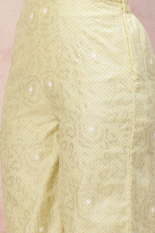 Lemon Polyester Chanderi Straight Suit Set image number 2