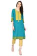 Green Straight Poly Cotton Kurta image number 0