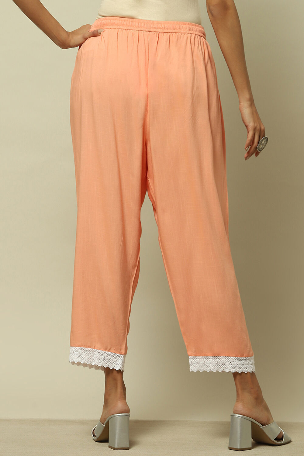 Coral Solid Straight Fit Palazzo image number 4