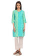 Mint Green Straight Cotton Kurta image number 0