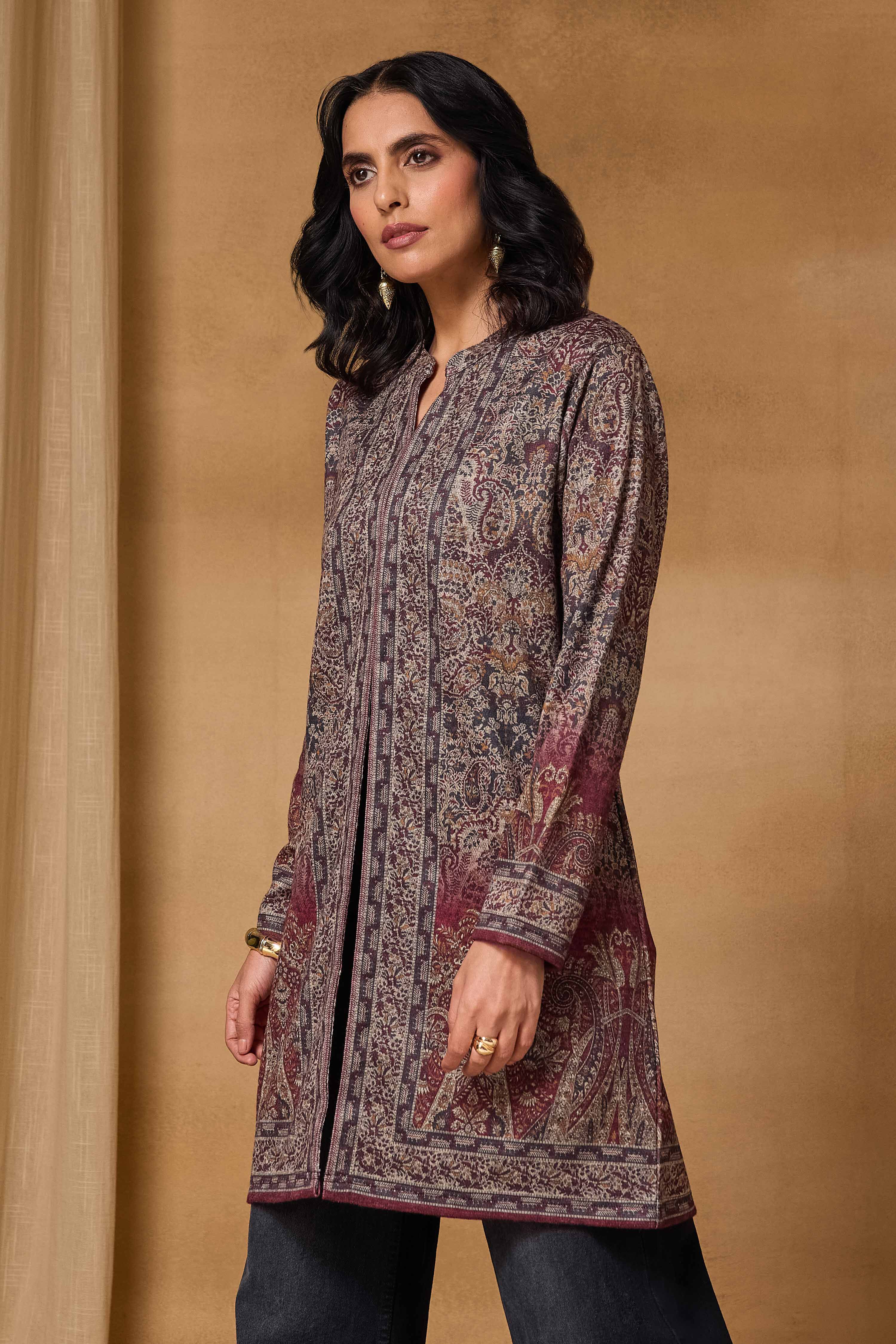 Maroon Polyester Regular Printed Cape image number 2
