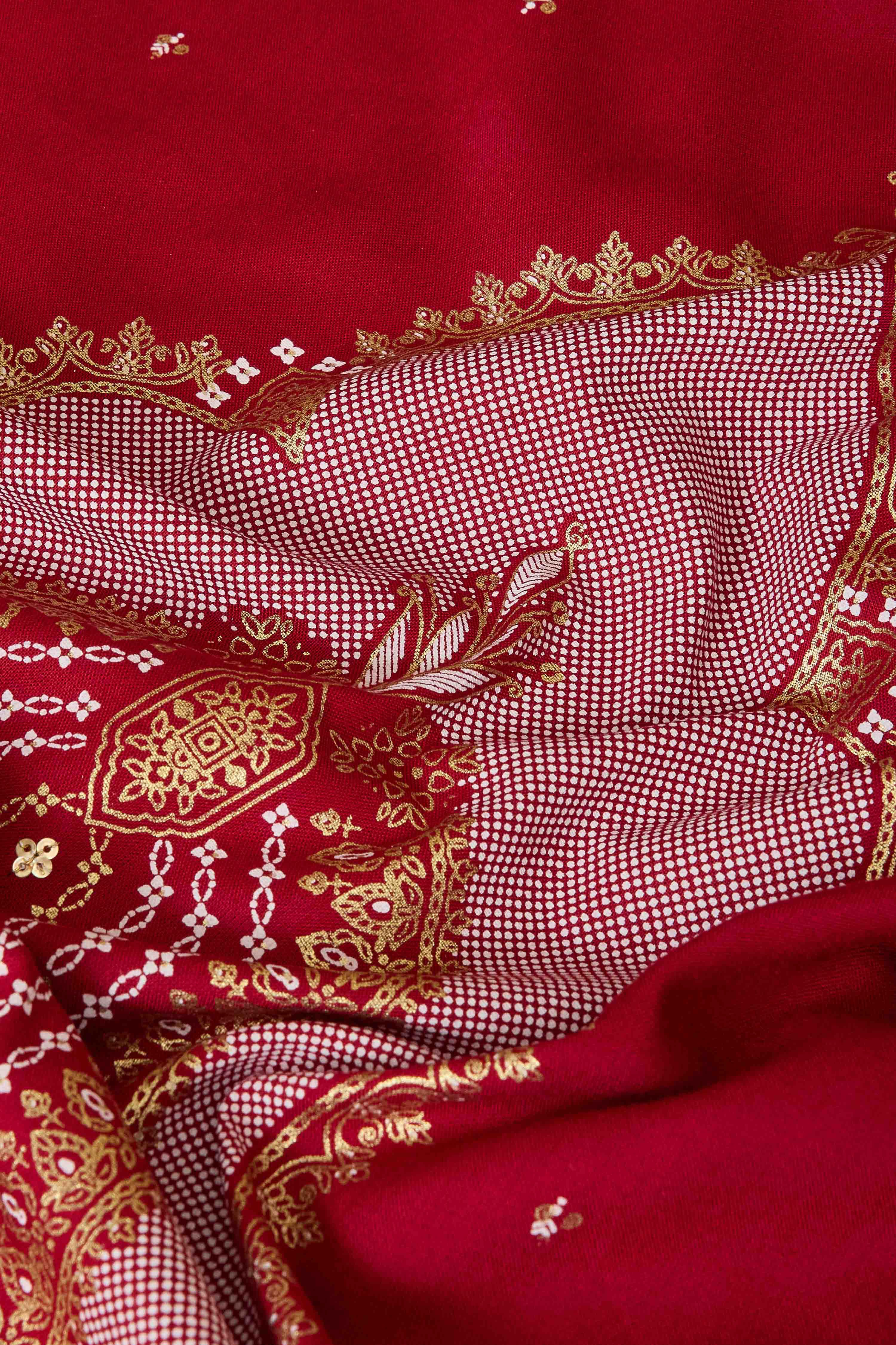 Red Viscose Rayon Straight Printed Kurta Pants Set image number 3