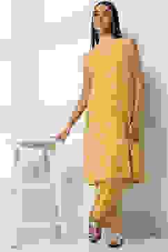 Lime Green Cotton Printed A-line Co-ord Set image number 0