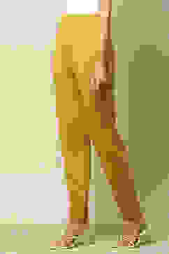 Mustard Acrylic Regular Solid Legging image number 2