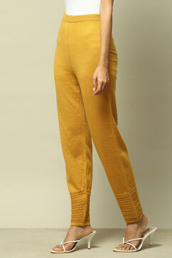 Mustard Acrylic Regular Solid Legging image number 2