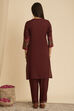 Brown Viscose Rayon Straight Printed Suit Set image number 4